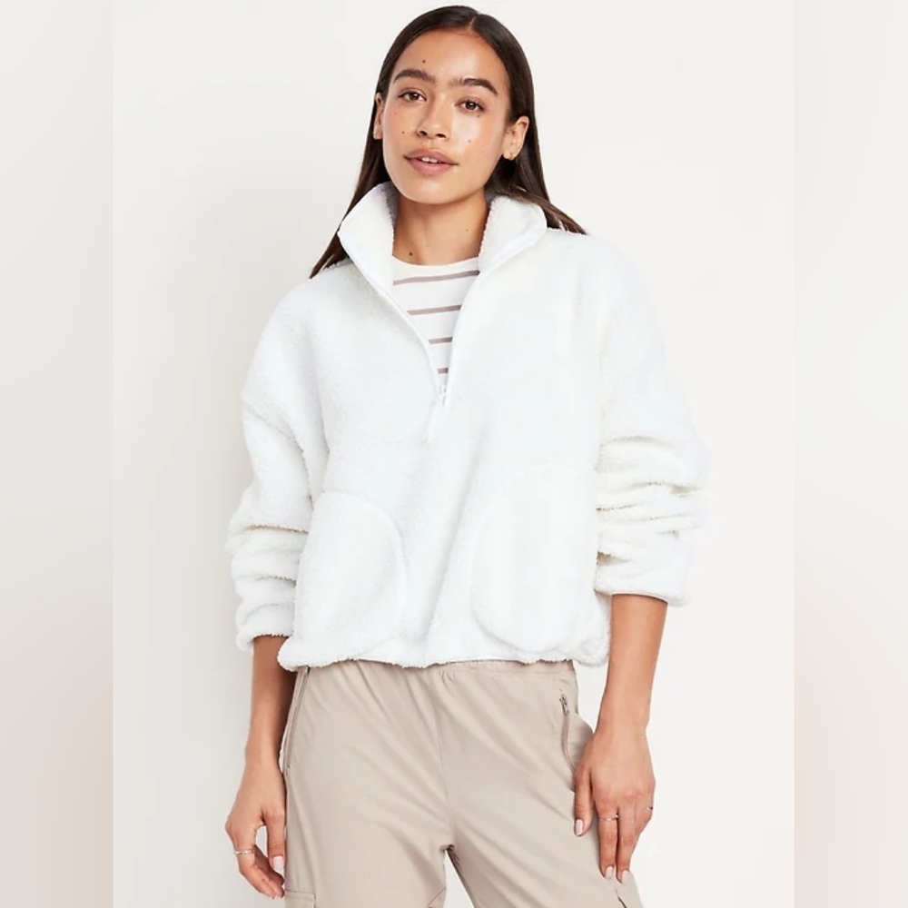 NWT - Old Navy Sherpa Quarter Zip Sea Salt Sweatshirt - Size XXL Tall